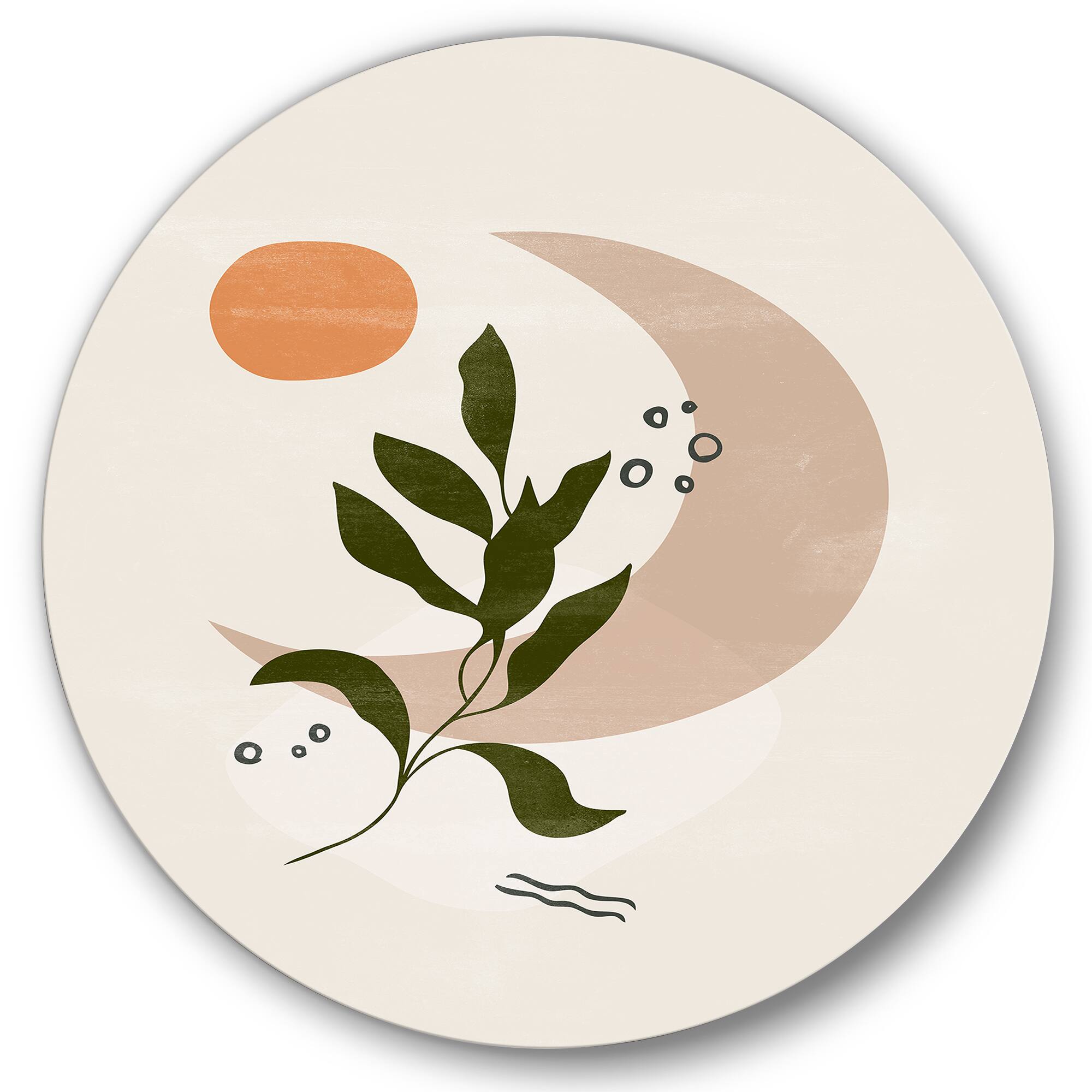 Designart - Abstract Geometrical Moon With Leaf I